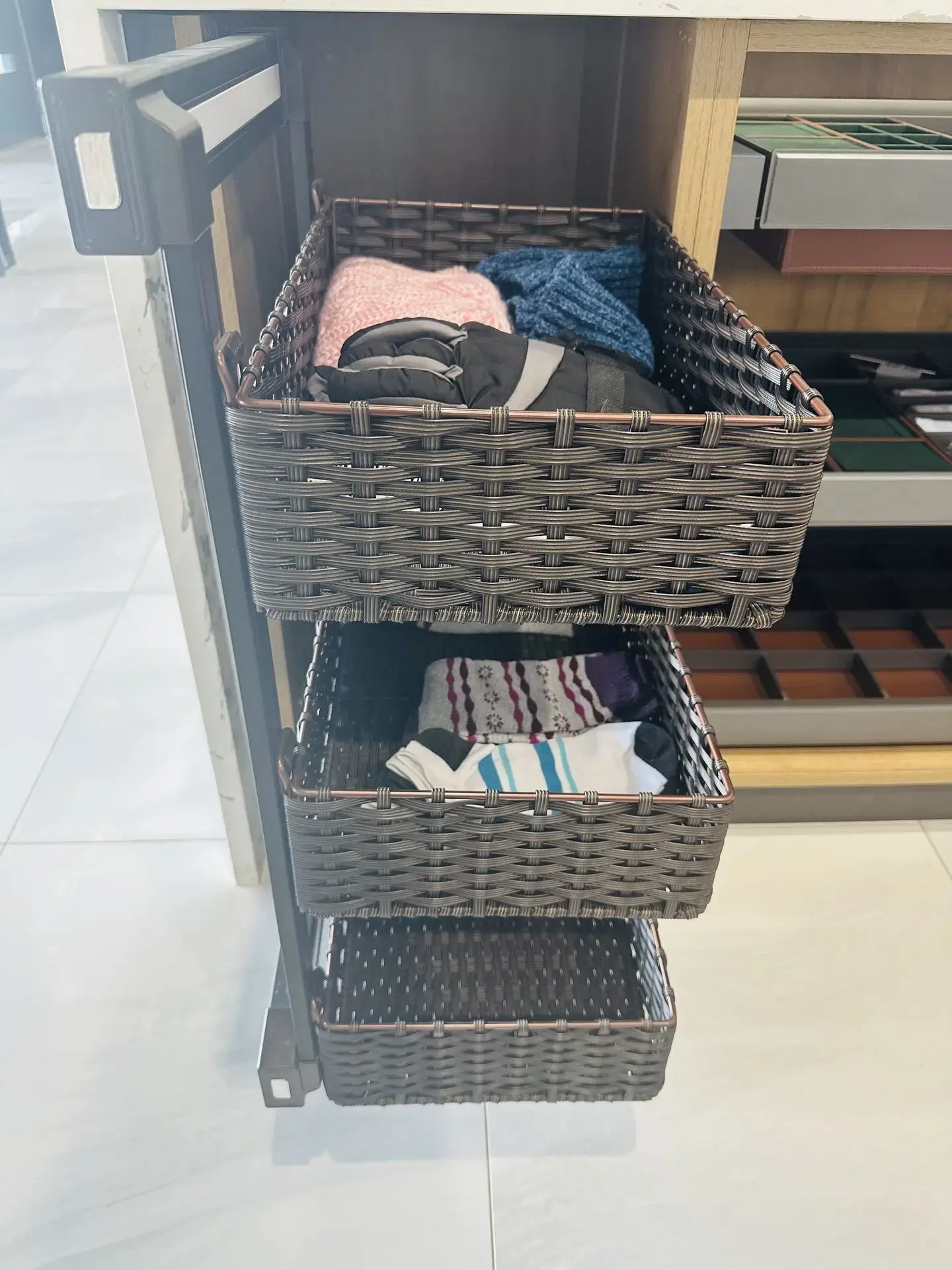 RYIV Pull-Out 3 Tier Rattan Basket | Milano Hardware and Interiors