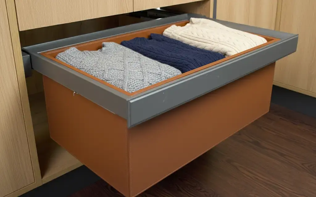 WARSAW Pull-Out Leather Drawer Basket-Milano Hardware and Interior