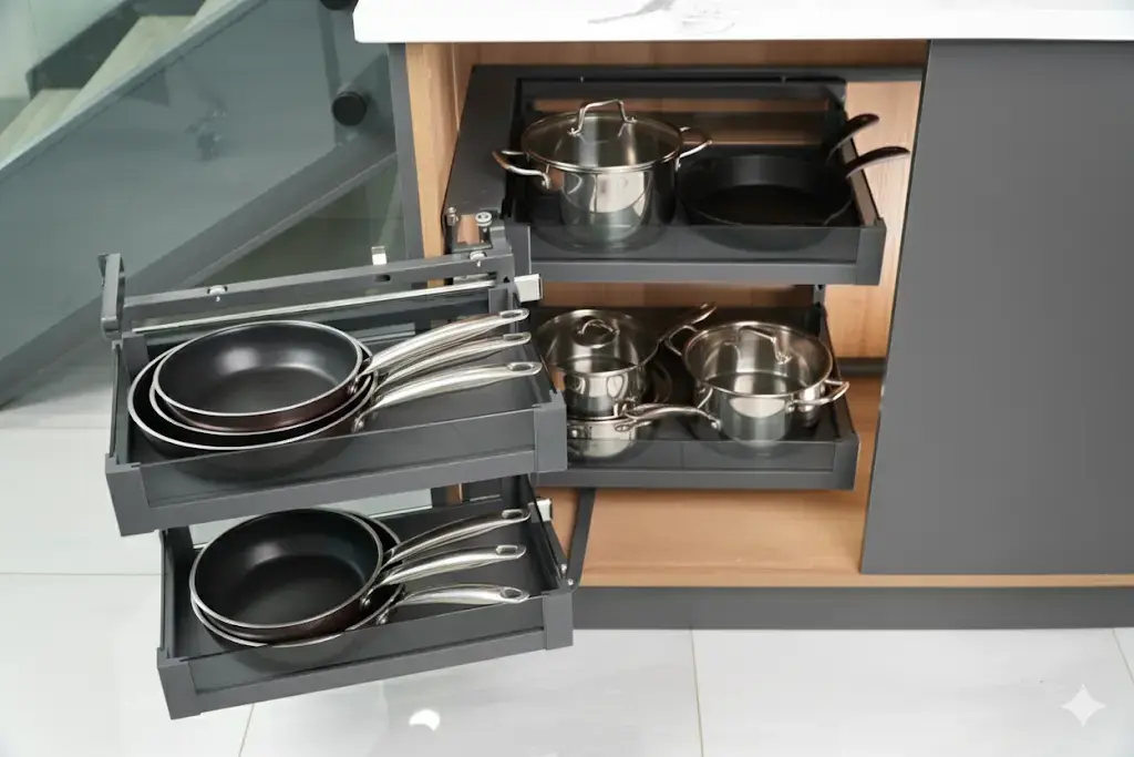 LISBON Pull Down Cabinet Organizer-Milano Hardware and Interiors