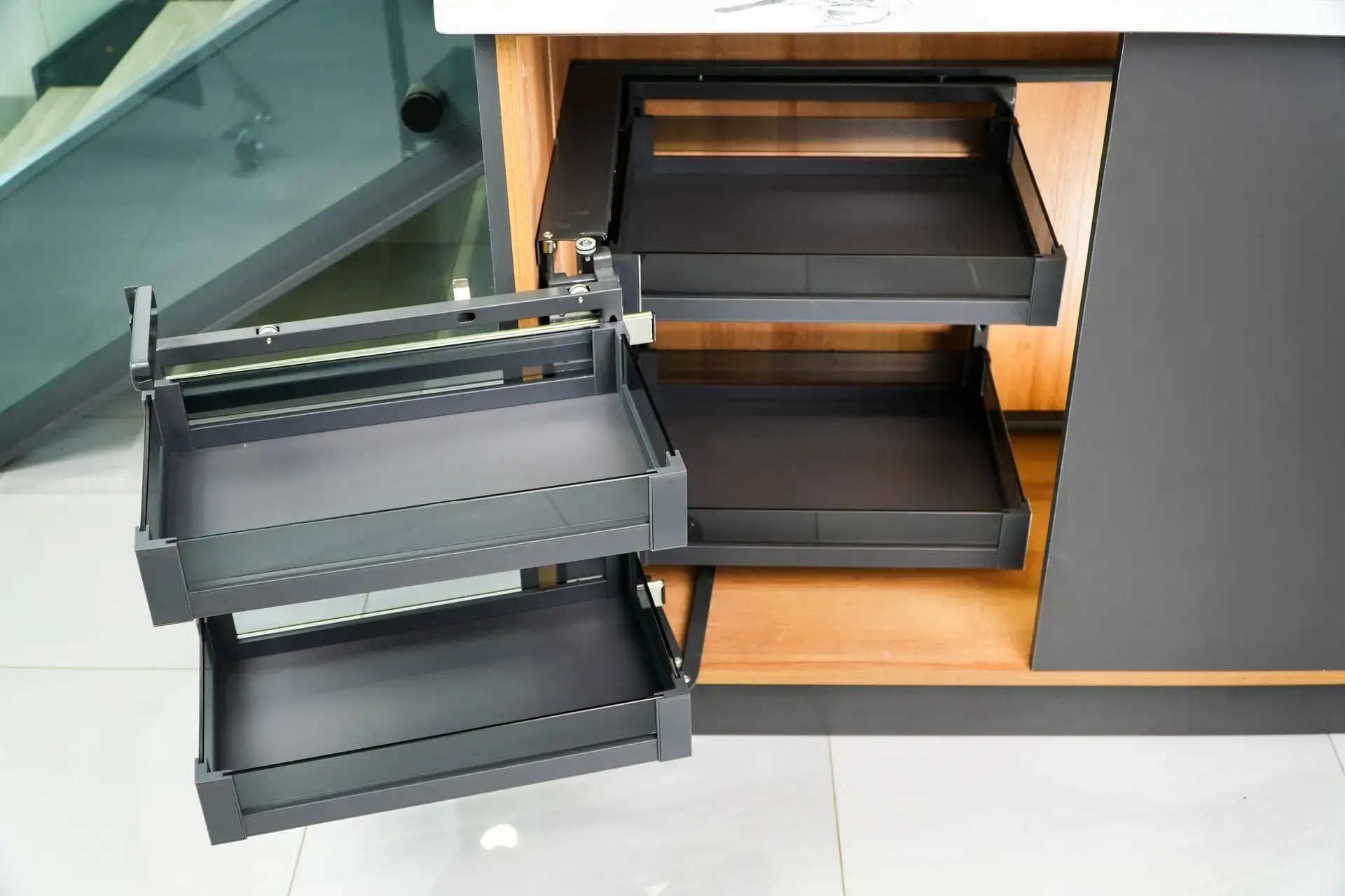 LISBON Pull Down Cabinet Organizer-Milano Hardware and Interiors
