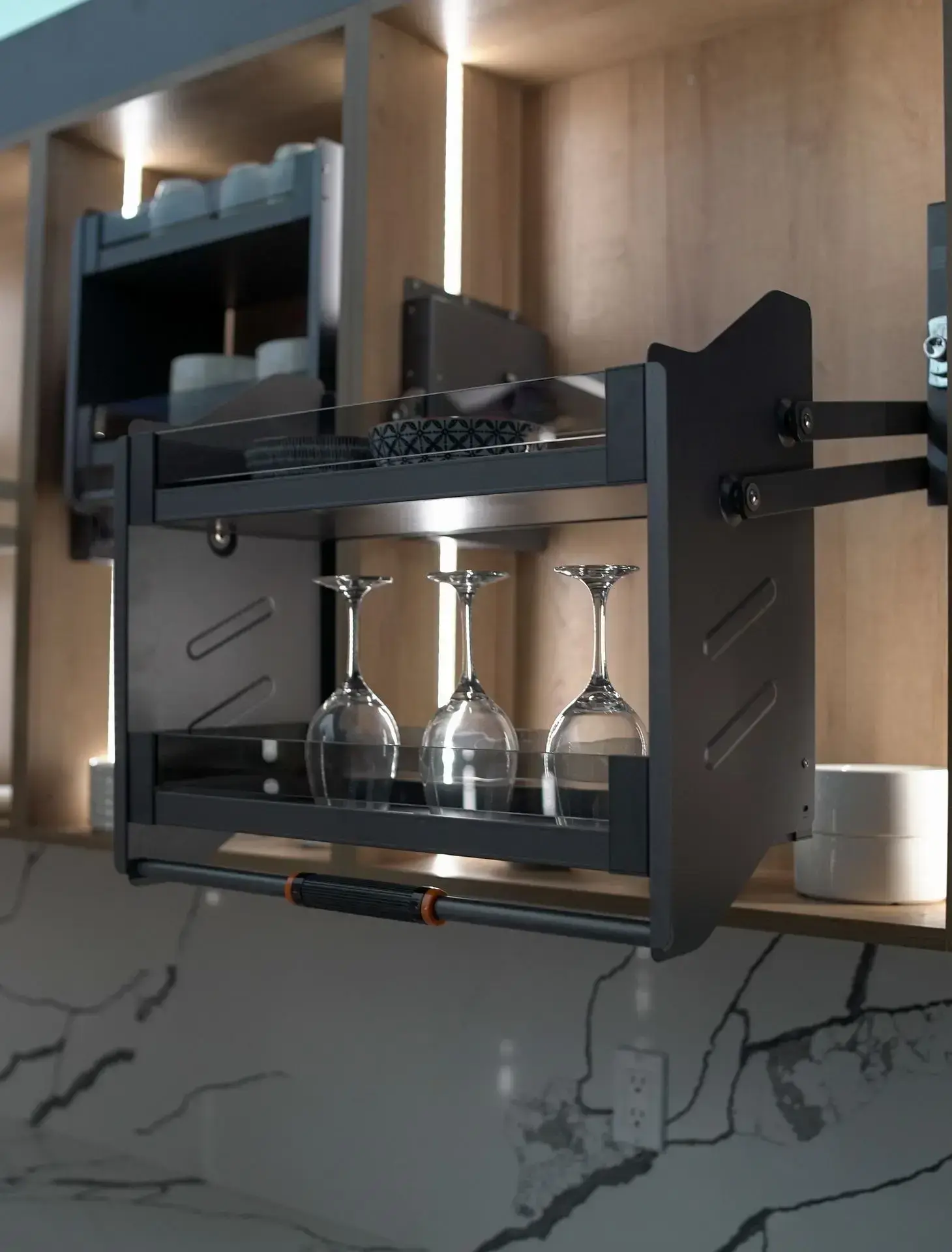 LISBON Pull Down Cabinet Organizer-Milano Hardware and Interiors
