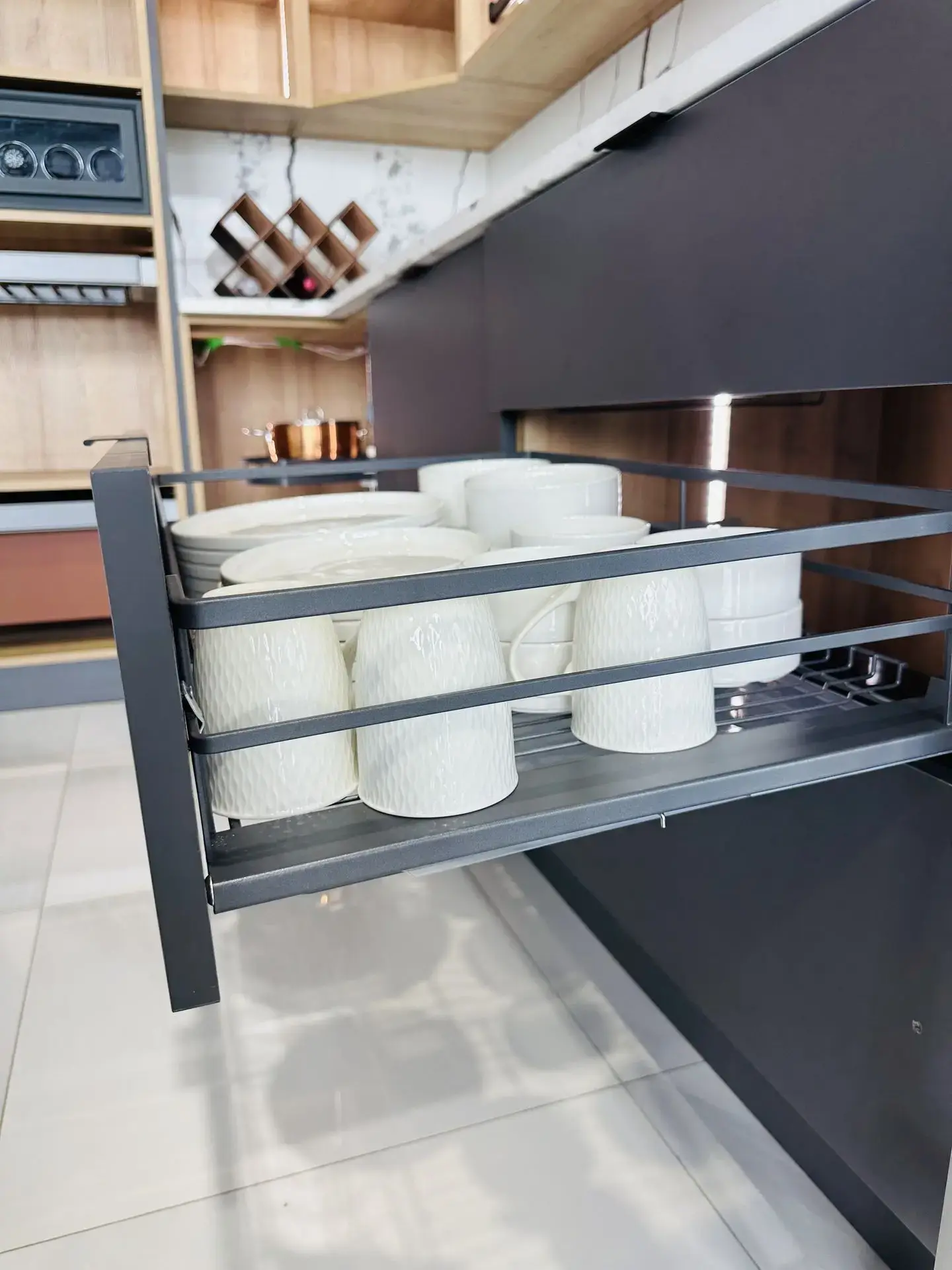 TURKU Pull-Out Drawer Dish Organizer-Milano hardware and Interiors