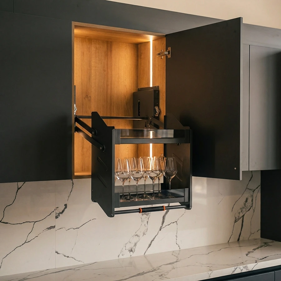 LISBON Pull Down Cabinet Organizer-Milano Hardware and Interiors