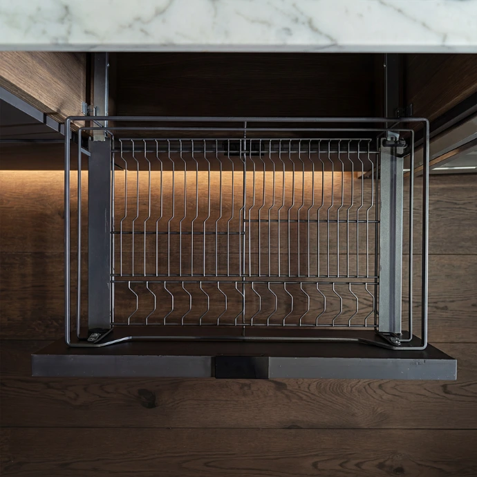 TURKU -Out Drawer Dish Organizer-Milano hardware and Interiors