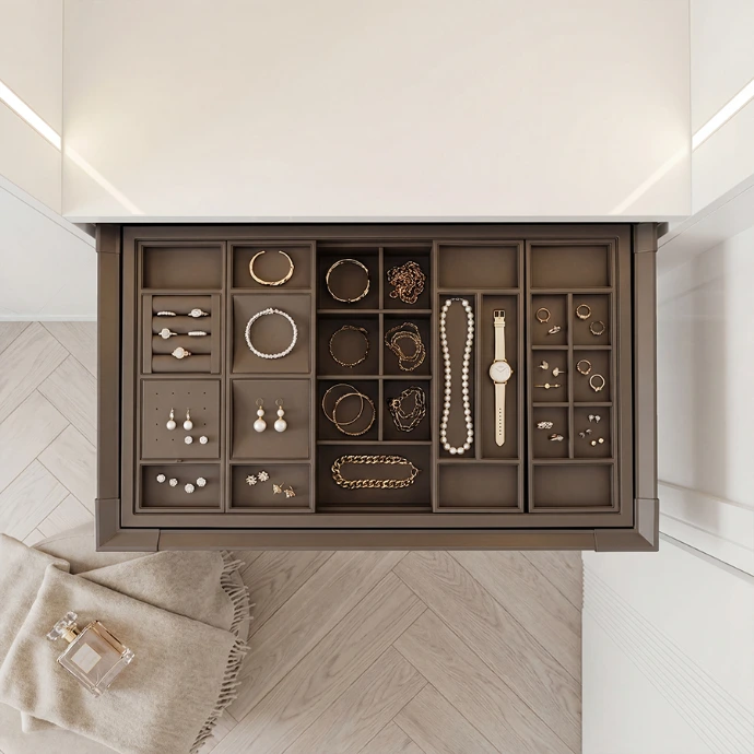 DUBAI Pull-Out Jewelry Organizer With Hidden Tray-Milano Hardware and Interiors