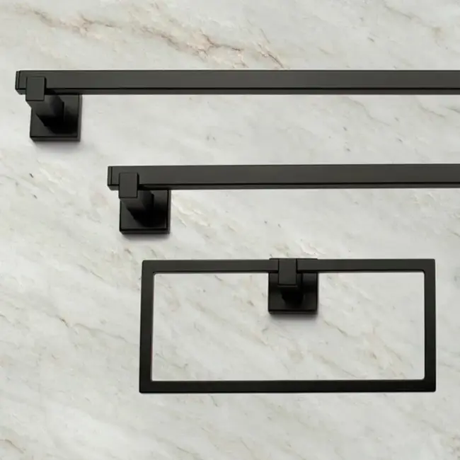 Taymor 1948 Square Towel Ring-Matte Black