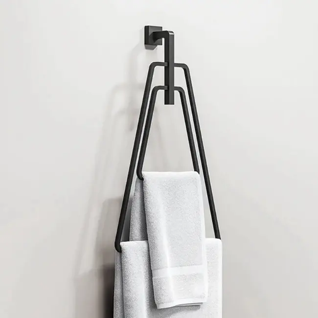 Taymor Suite & Simple Double Towel Ring-Matte Black