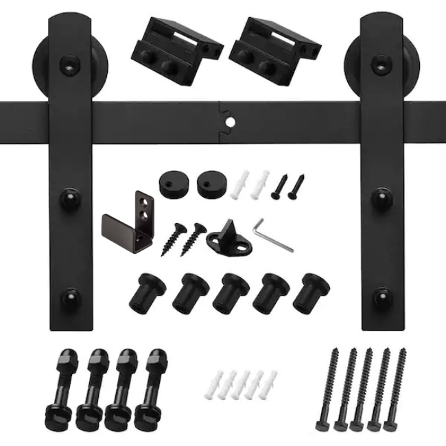 Stazz Barn Door Track & Hardware Front Mount-Matte Black