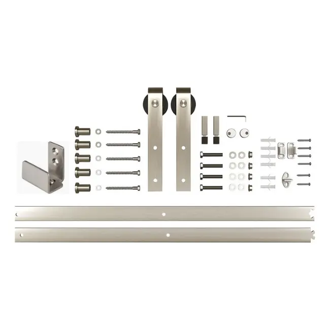 Stazz Barn Door Track & Hardware Front Mount-Satin Nickel