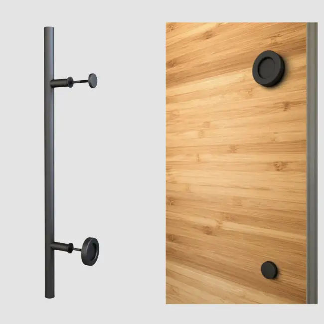Stazz Barn Door Handle with Knob-Matte Black