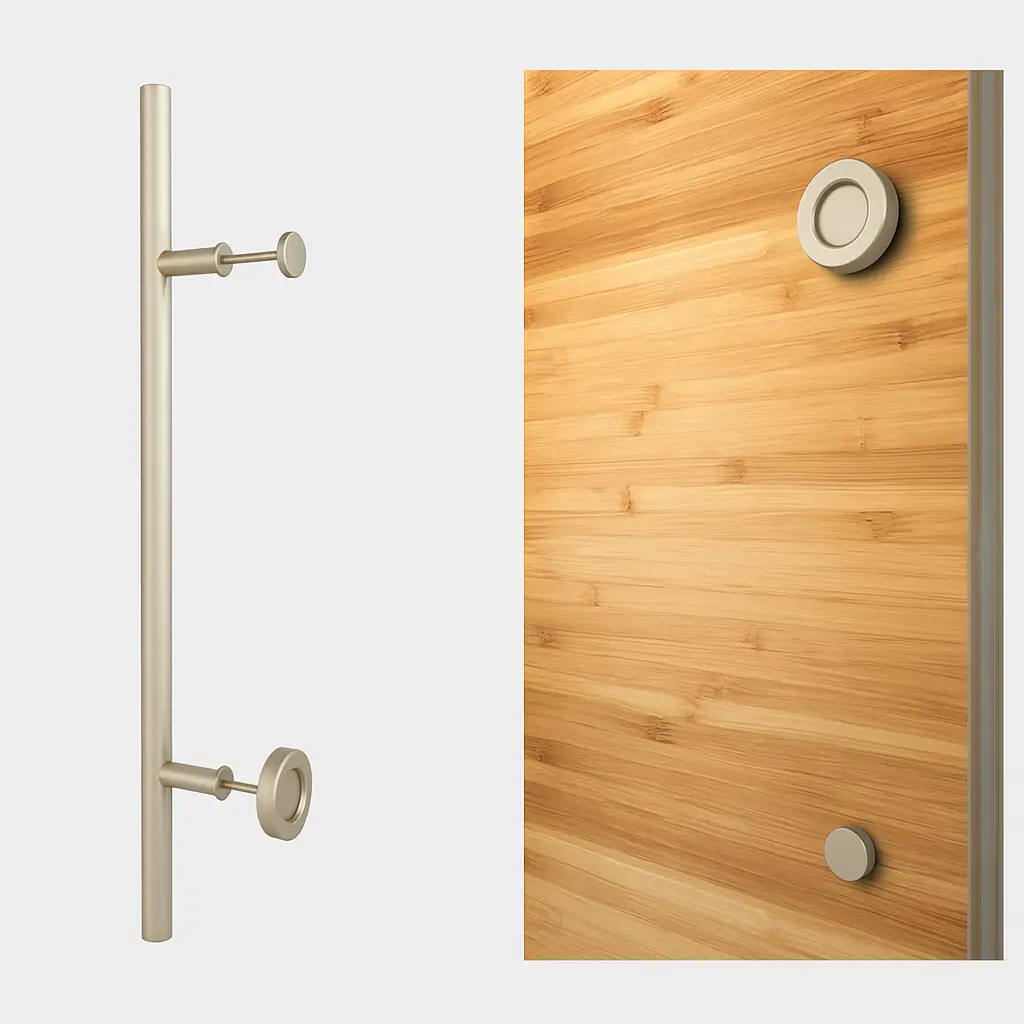 Stazz Barn Door Handle with Knob-Satin Nickel