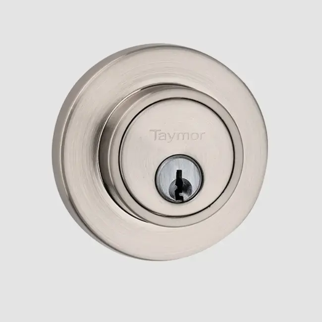Taymor Deadbolt Round Satin Nickel-Milano Hardware and Interiors.webp