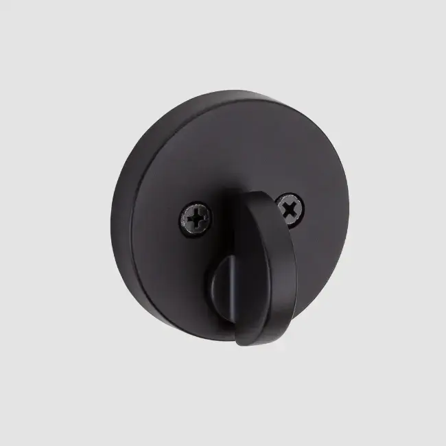 Weiser Matte black round deadbolt.webp