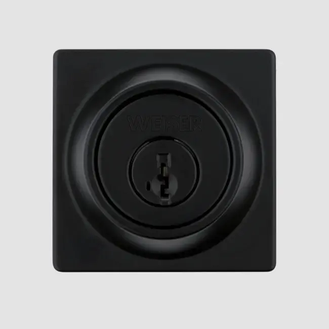 Weiser Elements Square Deadbolt Front View-Matte Black C-19.webp