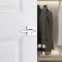 Weiser Halifax Square Lever-Pol Chrome Dummy Door View.webp