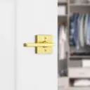 Weiser Halifax Square Lever-Dummy Gold door view.webp