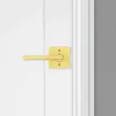 Weiser Halifax Square Lever-Dummy Gold door view.webp