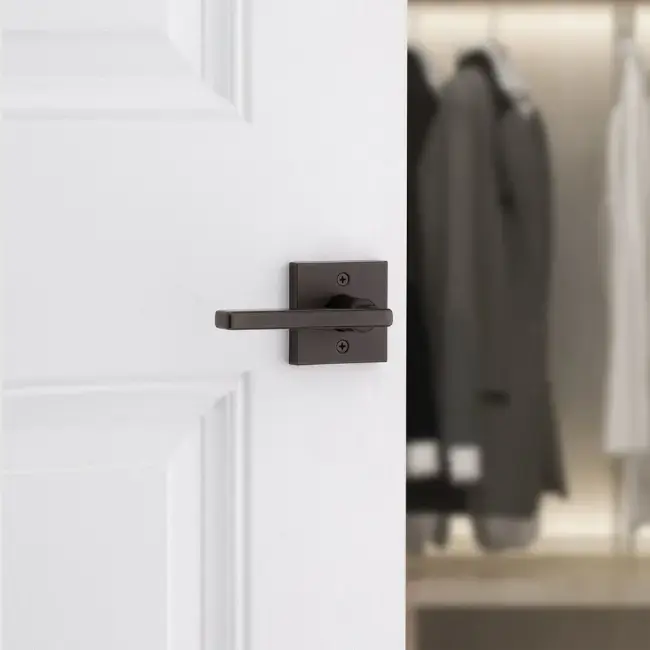 Weiser Halifax Square Lever-Dummy Venetian Bronze Door View.webp