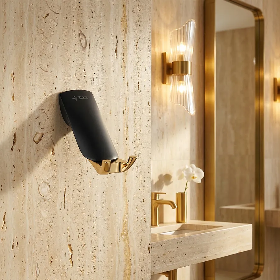 Florence Robe Hook - Matte Black - Gold _3.webp