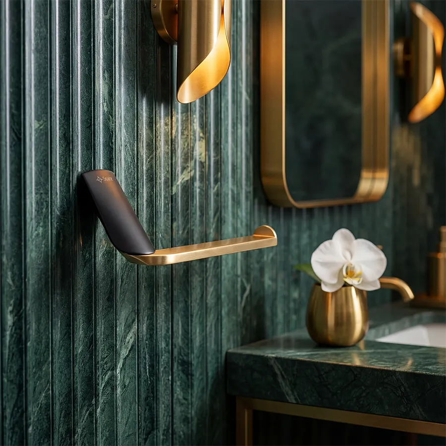 Florence Hand Towel Holder - Matte Black and Matte Gold _2.webp