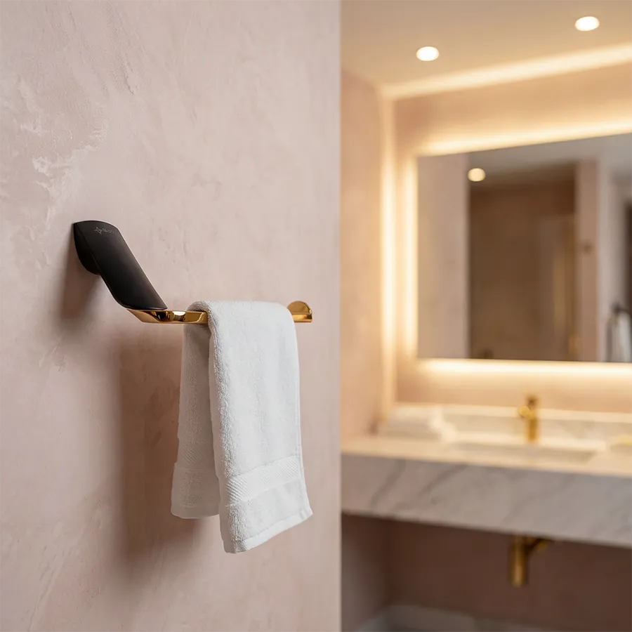 Florence Hand Towel Holder - Matte Black - Gold _3.webp