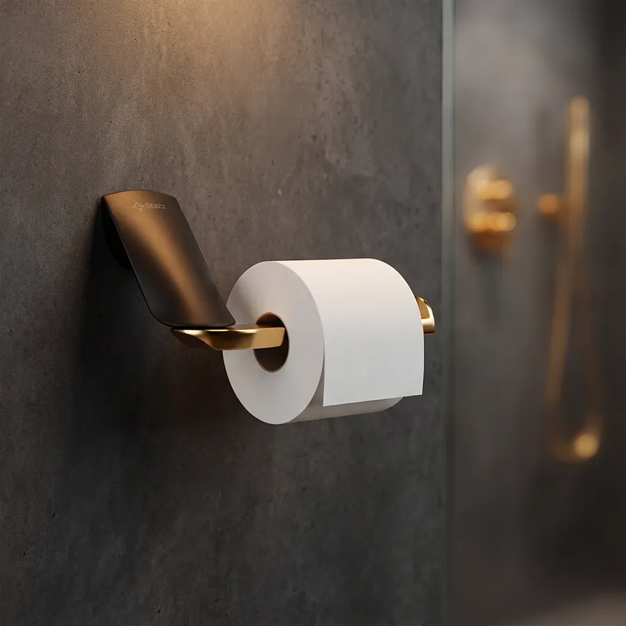 Florence - Toilet Paper Holder - Matte Black and Gold _4.webp