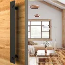 Flat Bar Door Handle with Round Disc Pull (Matte Black C-19).webp