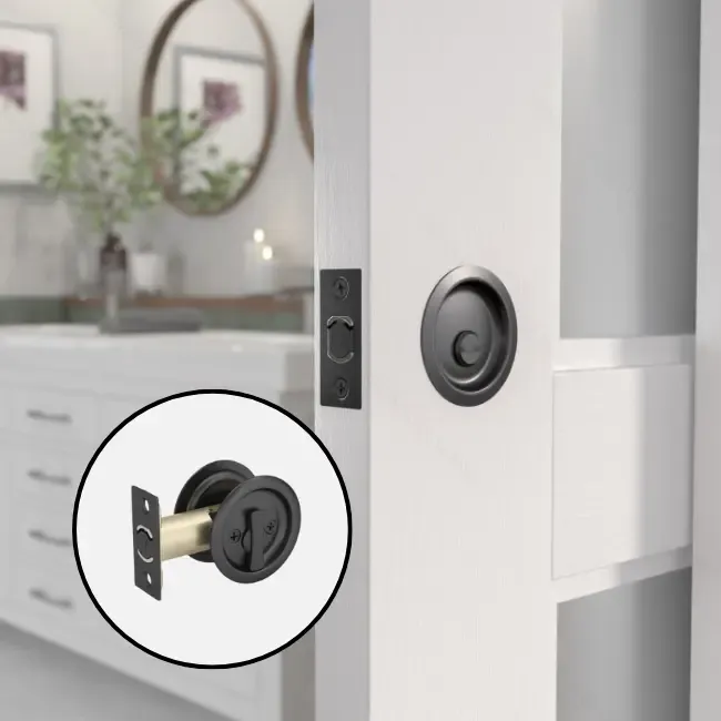 Onward Pocket Door Pull Round (Matte Black C-19, Privacy).webp