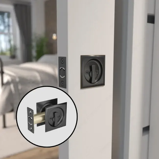 Onward Pocket Door Pull Square 17S (Matte Black C-19, Privacy).webp