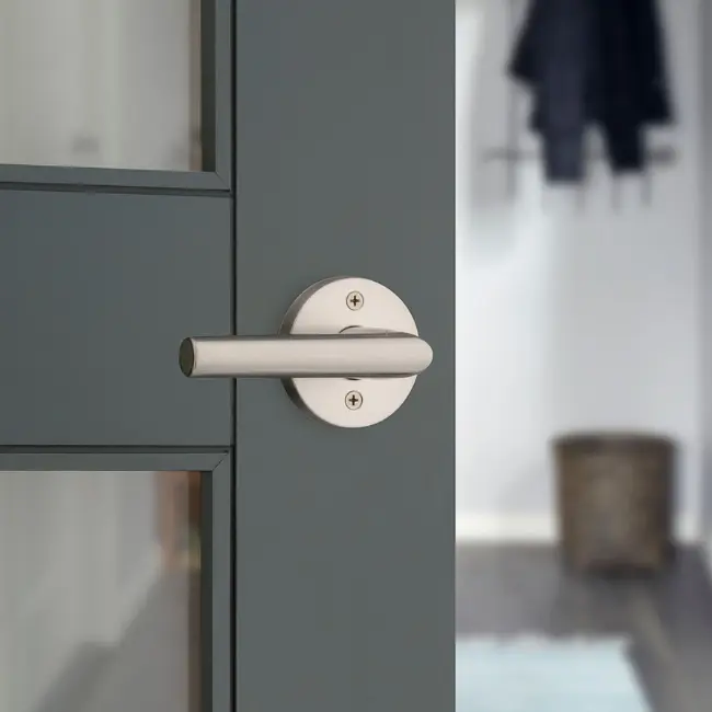Weiser Milan Round Lever-Dummy Satin Nickel
