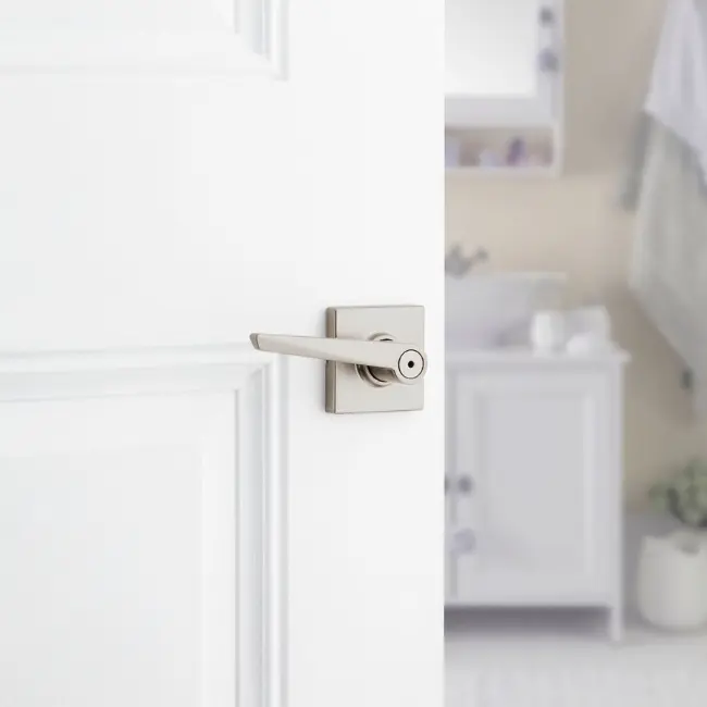 Weiser Tristan Square Lever-Privacy Satin Nickel