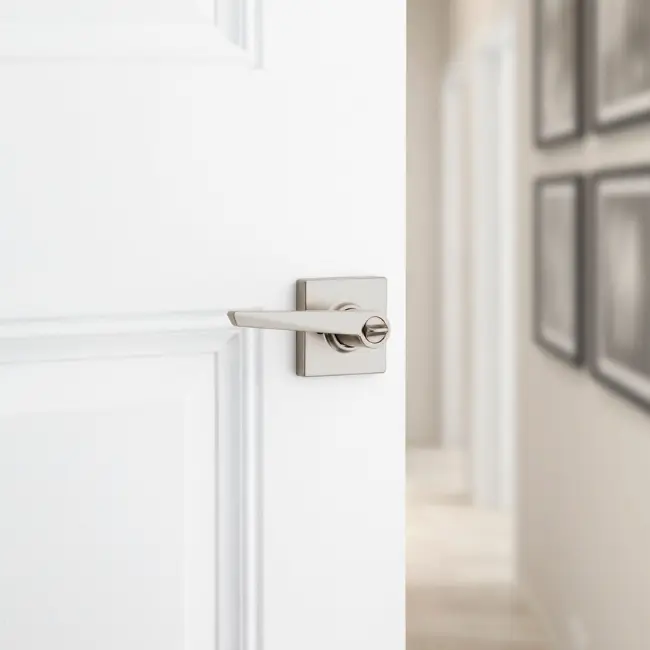 Weiser Tristan Square Lever-Privacy Satin Nickel