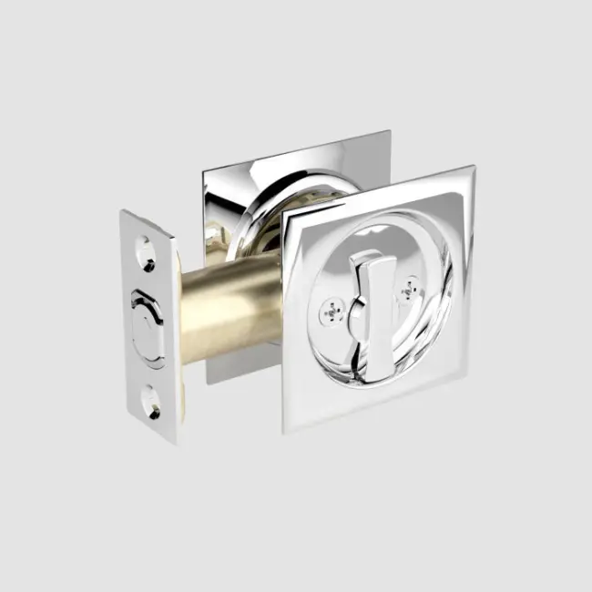 Onward Pocket Door Pull Square 17S-Privacy Pol Chrome