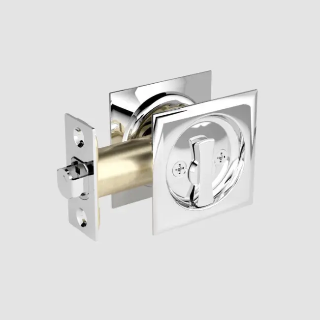 Onward Pocket Door Pull Square 17S-Privacy Pol Chrome