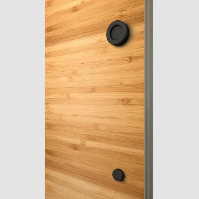 Flat Bar Door Handle with Round Disc Pull-Matte Black
