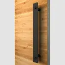 Flat Bar Door Handle with Round Disc Pull -Matte Black