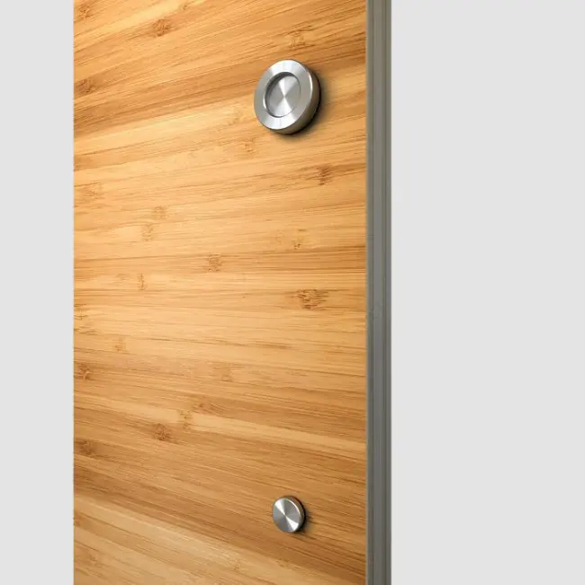 Flat Bar Door Handle with Round Disc Pull-Stainless Steel