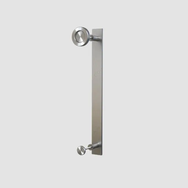 Flat Bar Door Handle with Round Disc Pull-Stainless Steel