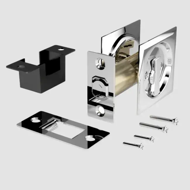 Onward Pocket Door Pull Square 17S-Privacy Pol Chrome