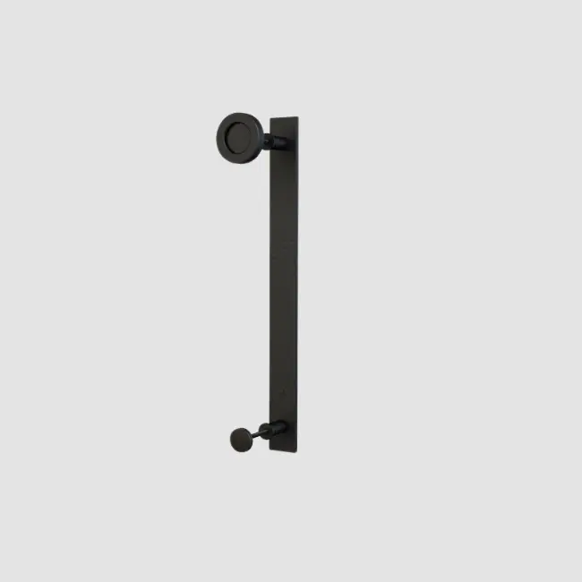 Flat Bar Door Handle with Round Disc Pull (Matte Black C-19)