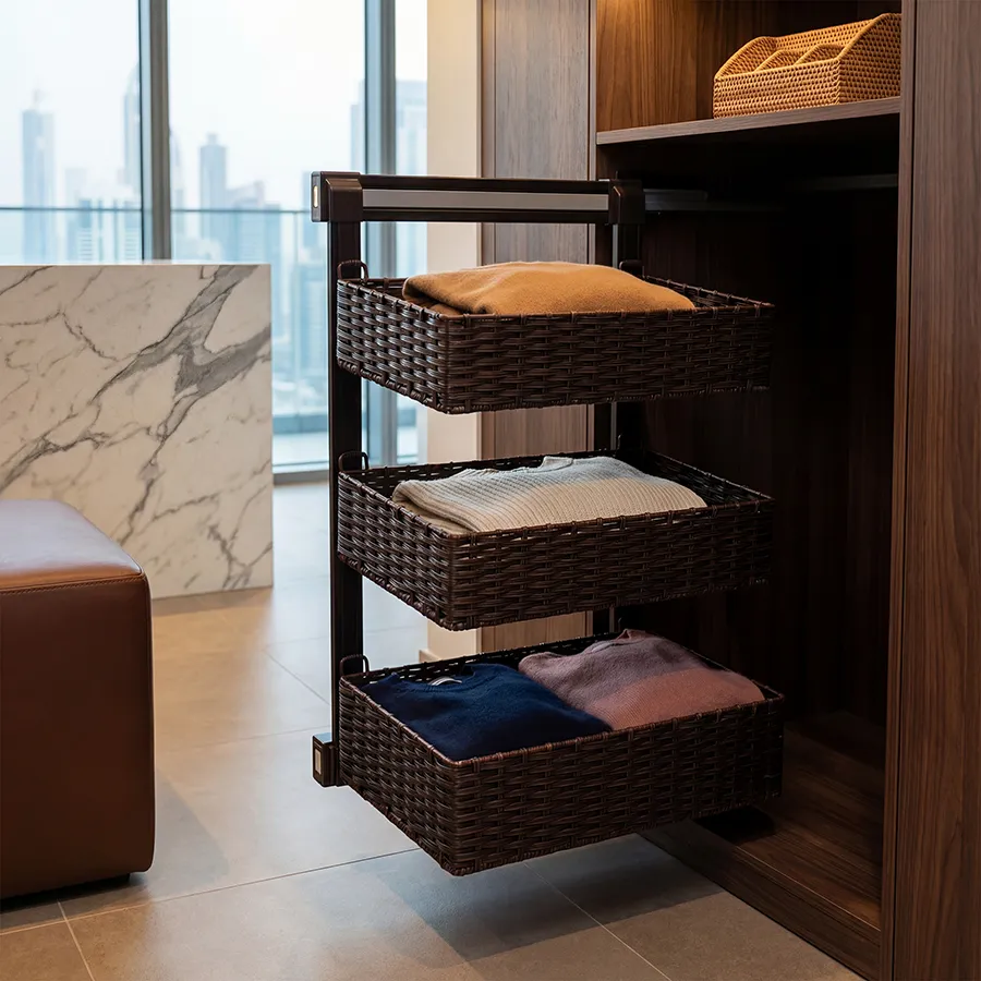 [G1300-1] RYIV Pull-Out 3 Tier Rattan Basket