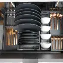 BARI Pull-Out Drawer Dish Organizer 