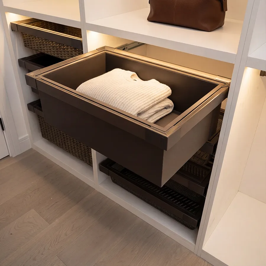 [G16007B-2] WARSAW Pull-Out Leather Drawer Basket (30-32 Inches)