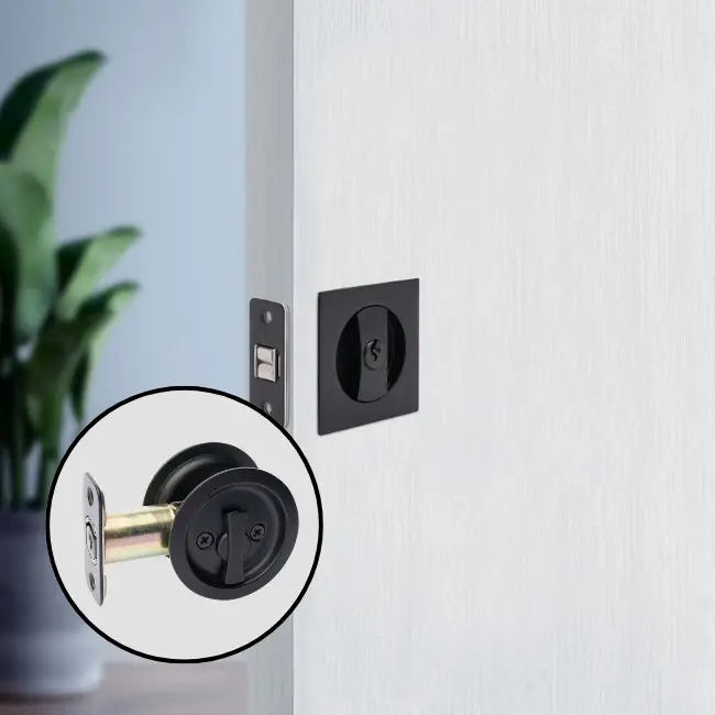Taymor Round Sliding Door Lock (Matte Black C-19, Privacy)