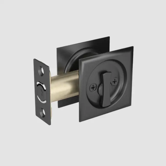 Onward Pocket Door Pull Square 17S (Matte Black C-19, Privacy)