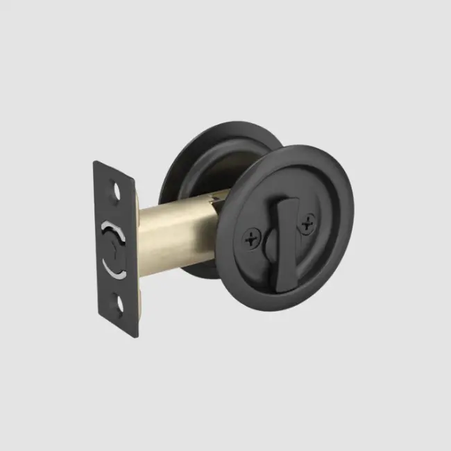 Onward Pocket Door Pull Round (Matte Black C-19, Privacy)