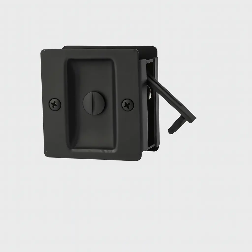 Weiser Square Pocket Door Lock (Matte Black C-19, Privacy)